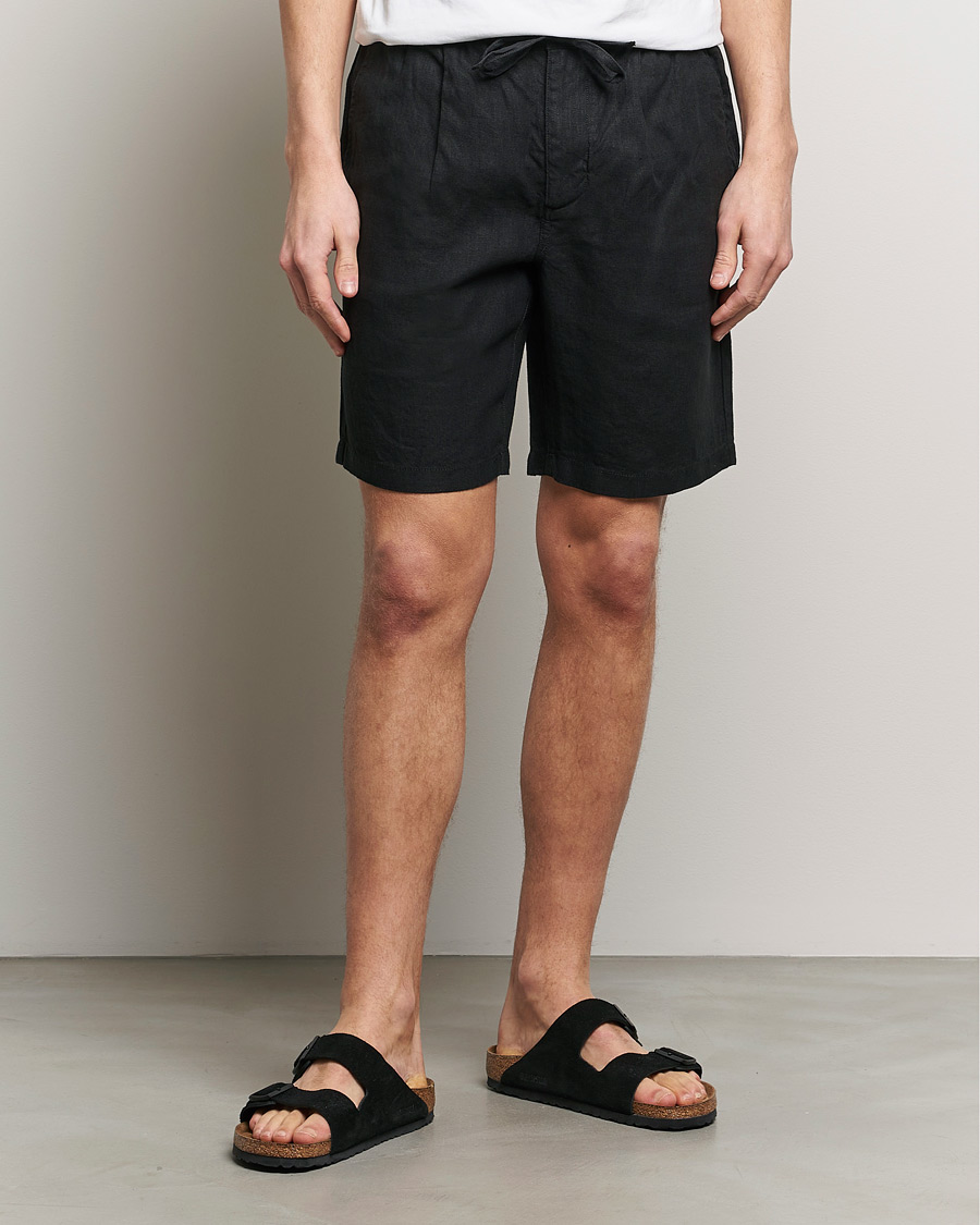 Homme | Vêtements | KnowledgeCotton Apparel | Loose Linen Shorts Jet Black
