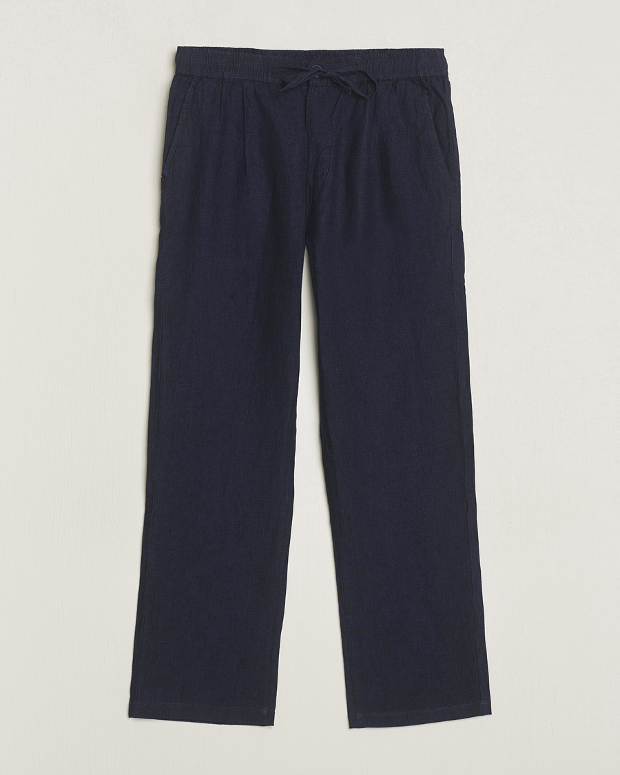 Homme | Pantalons | KnowledgeCotton Apparel | Loose Linen Pants Total Eclipse