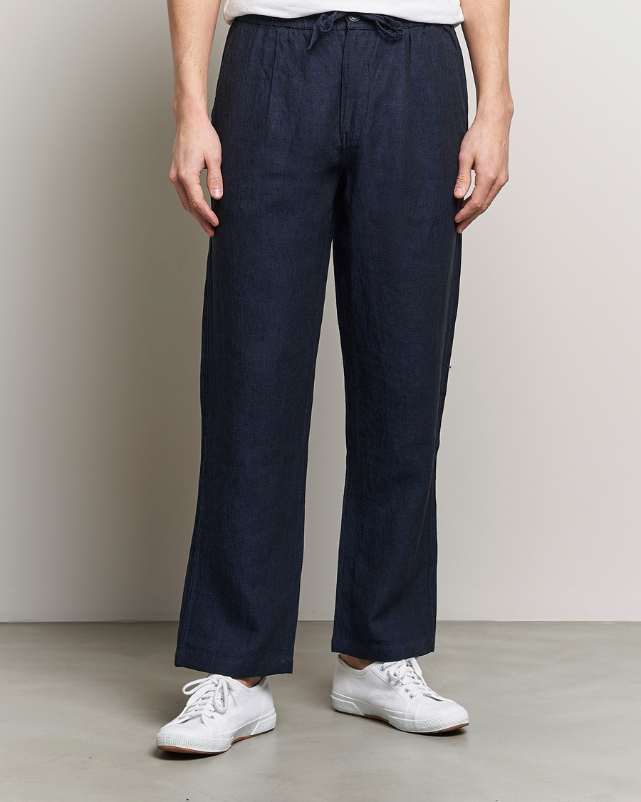 Homme | Pantalons | KnowledgeCotton Apparel | Loose Linen Pants Total Eclipse
