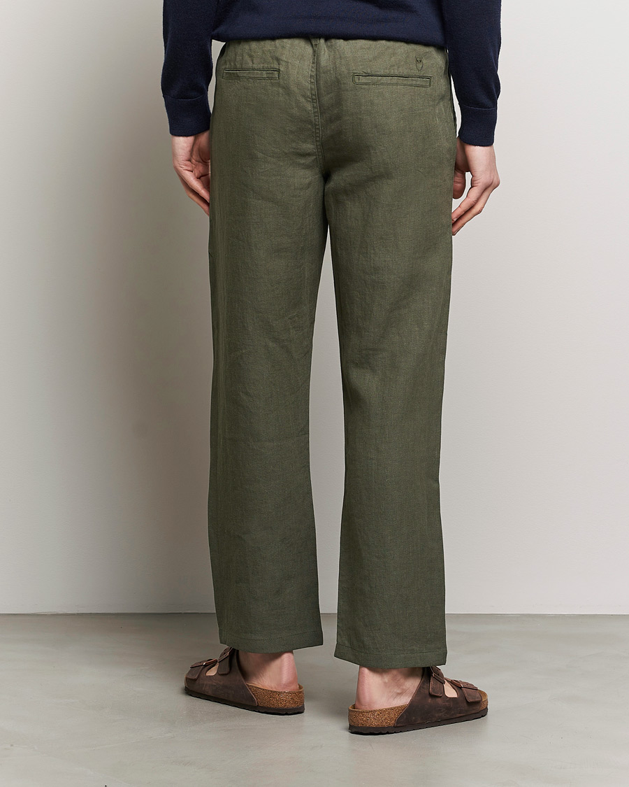Homme | Pantalons | KnowledgeCotton Apparel | Loose Linen Pants Burnt Olive