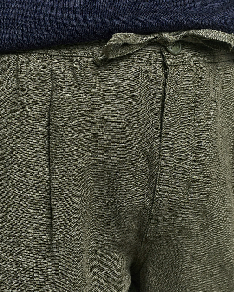 Homme | Pantalons | KnowledgeCotton Apparel | Loose Linen Pants Burnt Olive