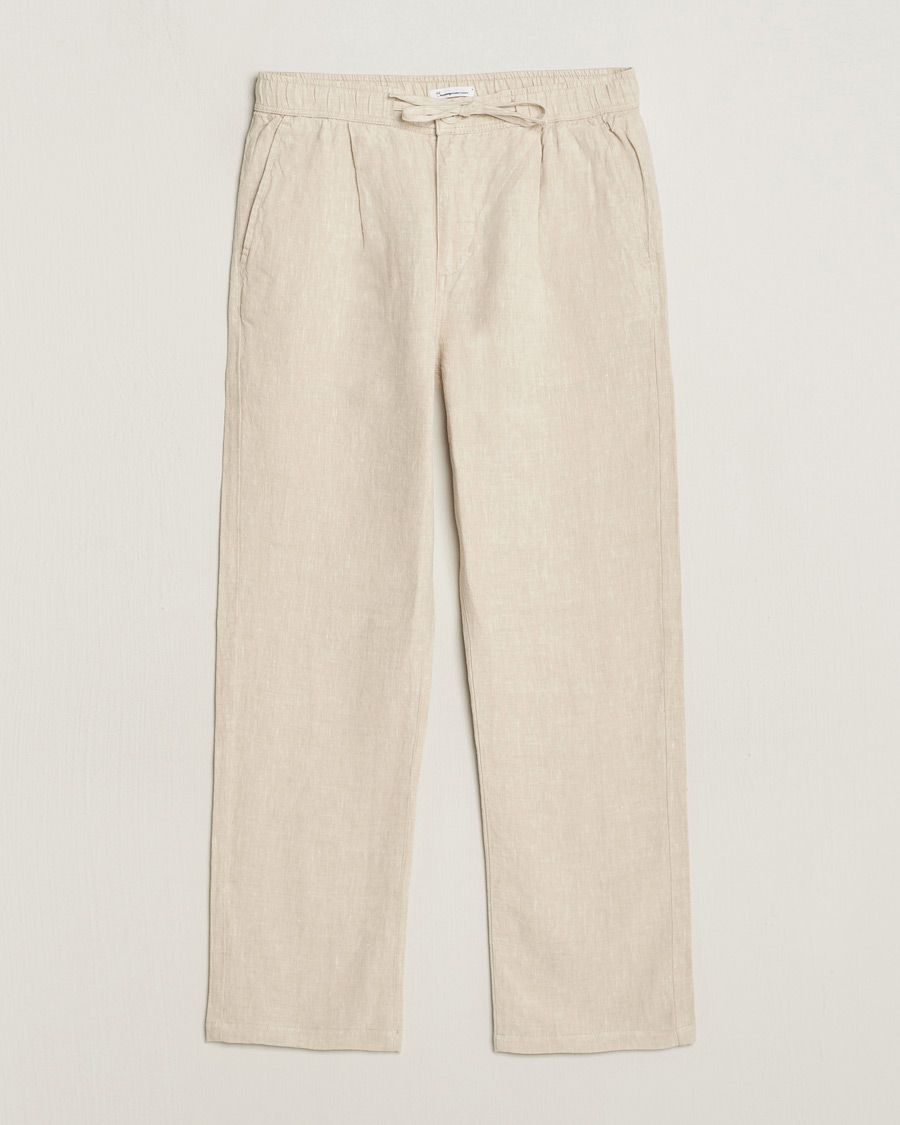 Homme | Pantalons | KnowledgeCotton Apparel | Loose Linen Pants Light Feather Grey