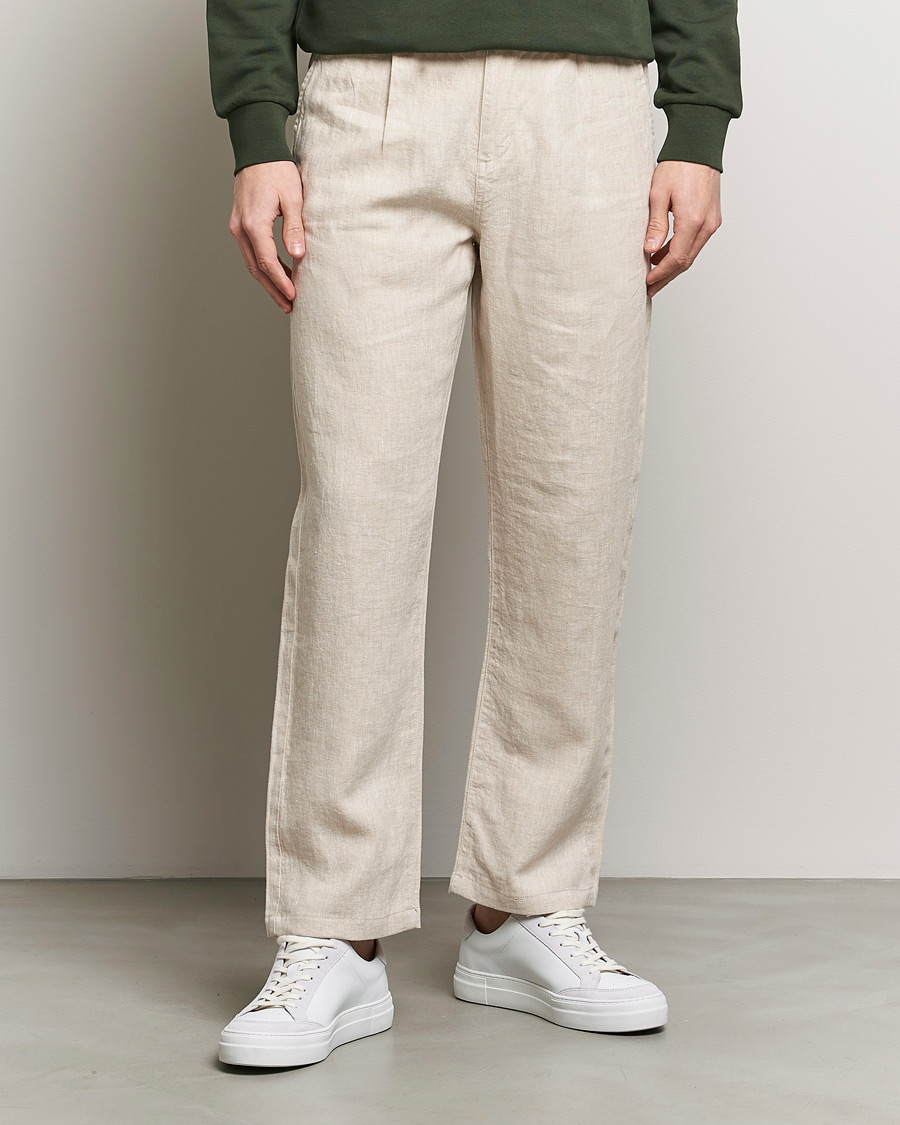 Homme | Vêtements | KnowledgeCotton Apparel | Loose Linen Pants Light Feather Gray
