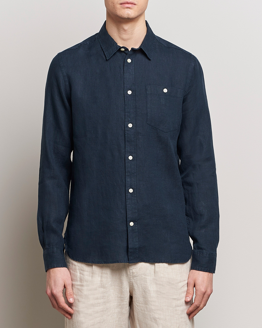 Homme | Vêtements | KnowledgeCotton Apparel | Regular Linen Shirt Total Eclipse