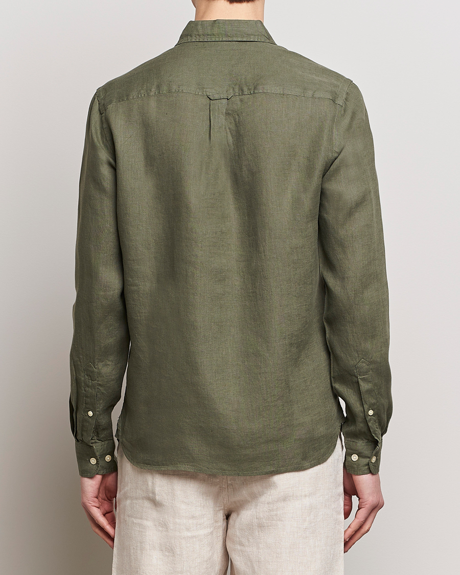 Homme | Chemises | KnowledgeCotton Apparel | Regular Linen Shirt Burnt Olive