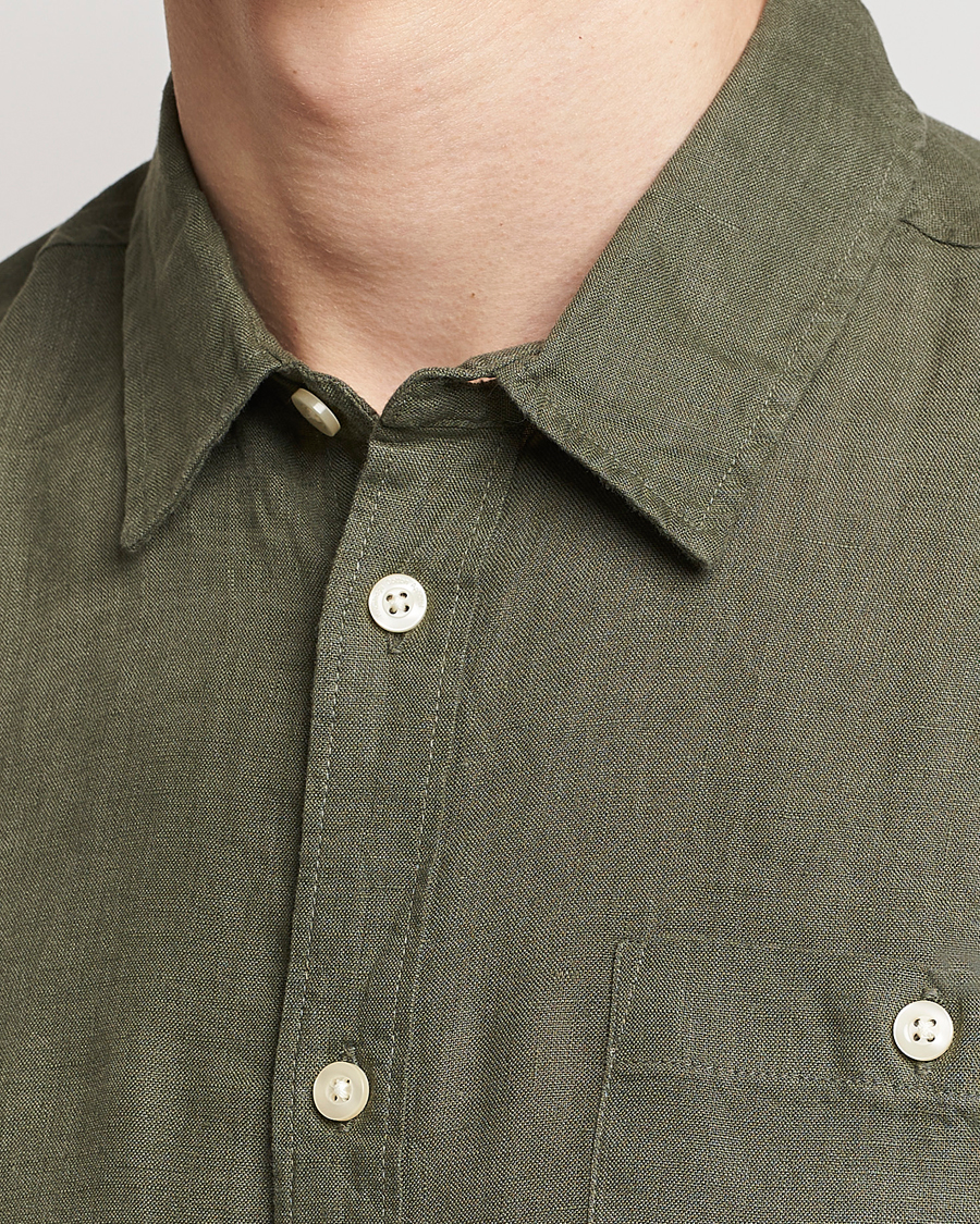 Homme | Chemises | KnowledgeCotton Apparel | Regular Linen Shirt Burnt Olive