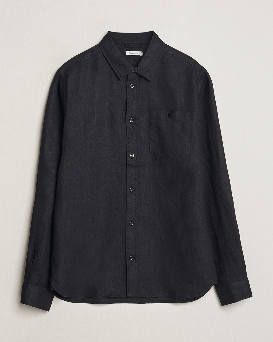 Homme | Chemises | KnowledgeCotton Apparel | Regular Linen Shirt Black