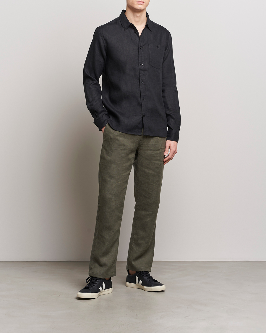 Homme | Chemises | KnowledgeCotton Apparel | Regular Linen Shirt Black