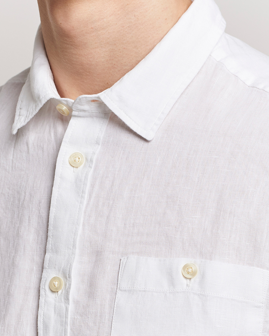 Homme | Chemises | KnowledgeCotton Apparel | Regular Short Sleeve Linen Shirt Bright White
