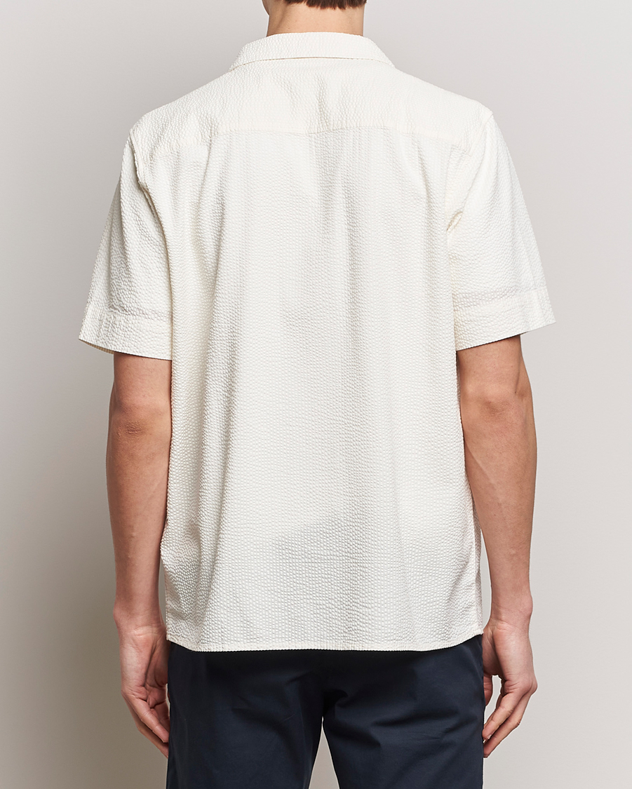 Homme | Chemises | KnowledgeCotton Apparel | Short Sleeve Seersucker Shirt Egret