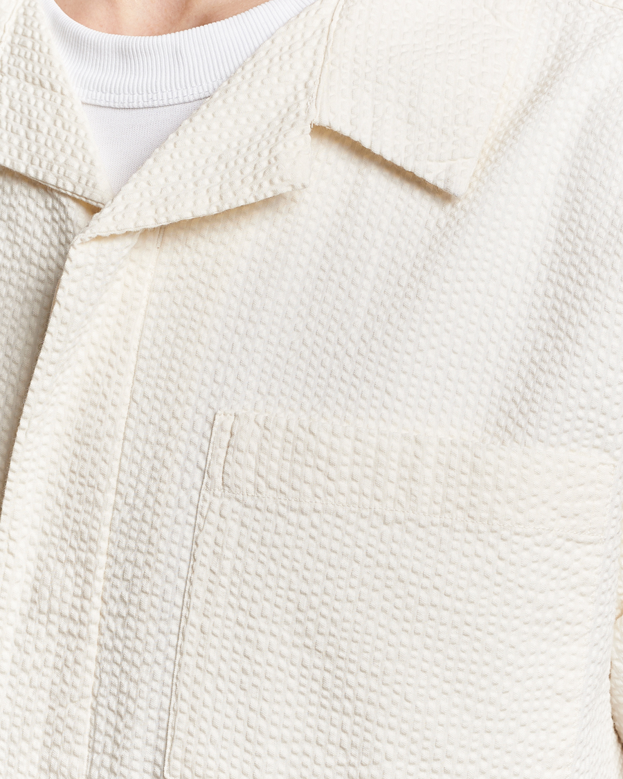 Homme | Chemises | KnowledgeCotton Apparel | Short Sleeve Seersucker Shirt Egret