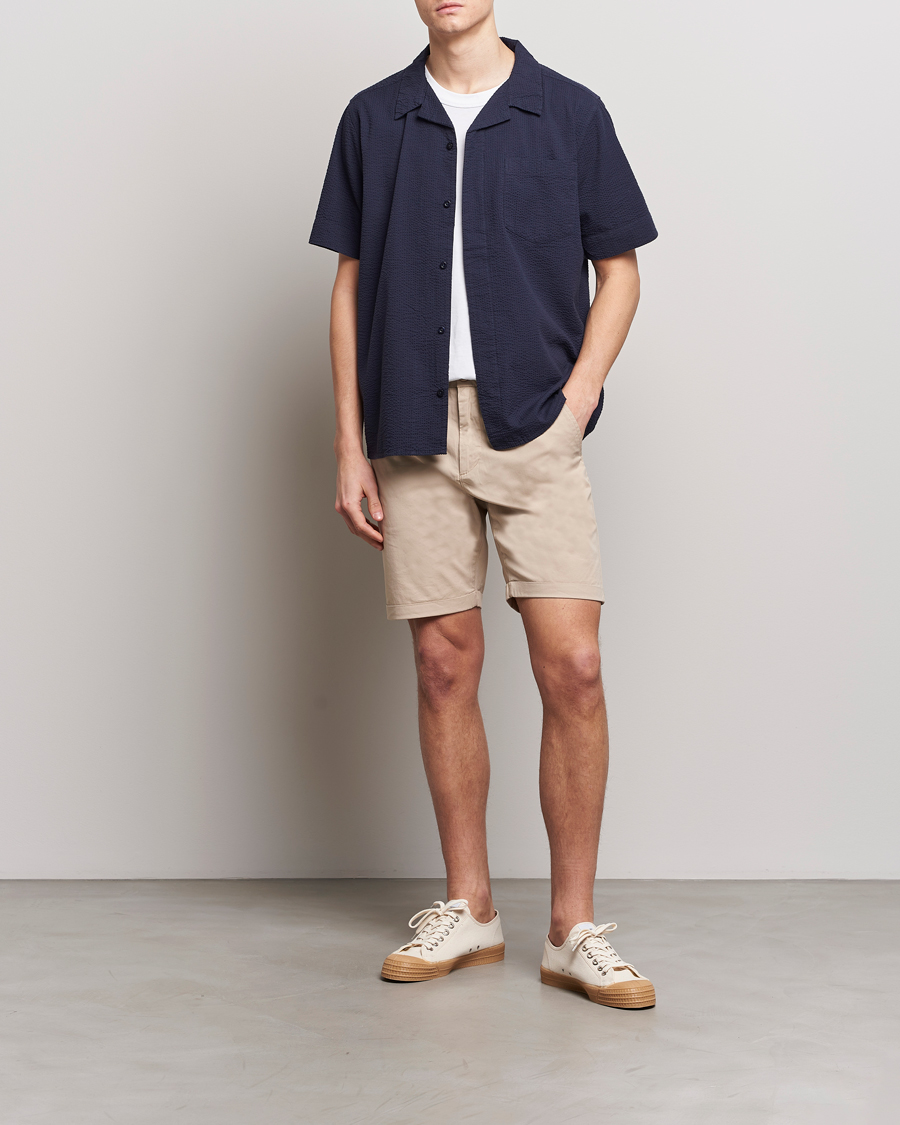 Homme | Chemises | KnowledgeCotton Apparel | Short Sleeve Seersucker Shirt Night Sky