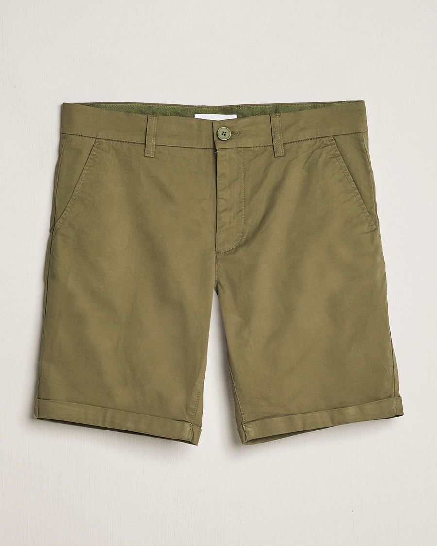 Homme | Shorts | KnowledgeCotton Apparel | Regular Chino Poplin Shorts Burned Olive