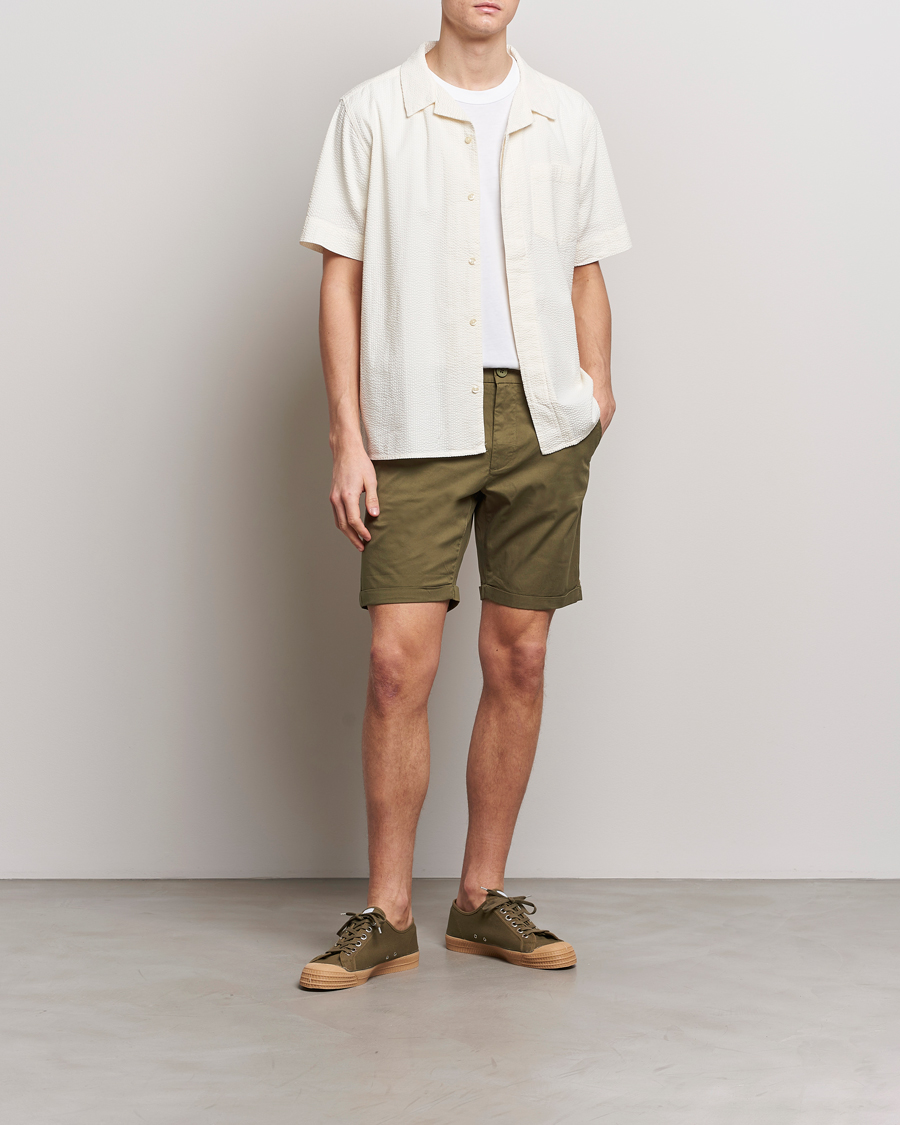 Homme | Shorts | KnowledgeCotton Apparel | Regular Chino Poplin Shorts Burned Olive