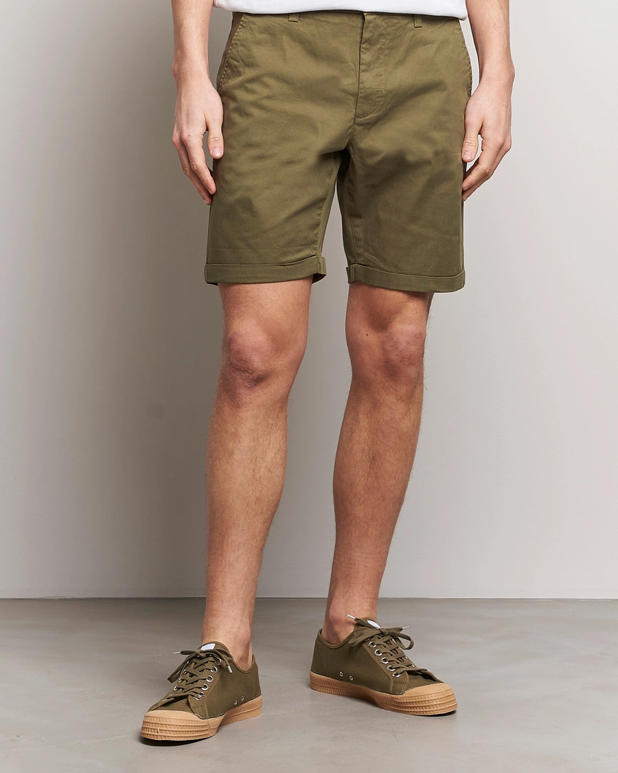 Homme | Shorts Chinos | KnowledgeCotton Apparel | Regular Chino Poplin Shorts Burned Olive