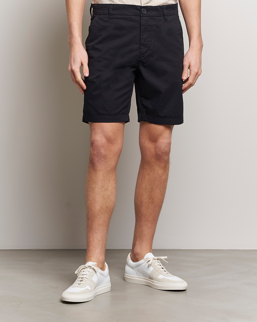 Homme | Shorts Chinos | KnowledgeCotton Apparel | Regular Chino Poplin Shorts Jet Black