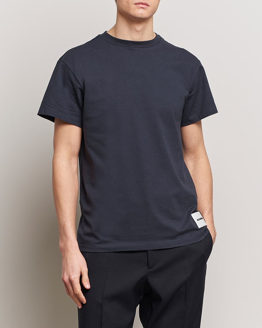 Homme | T-Shirts Noirs | Jil Sander | 3-Pack Bottom Logo T-Shirts White/Navy/Black