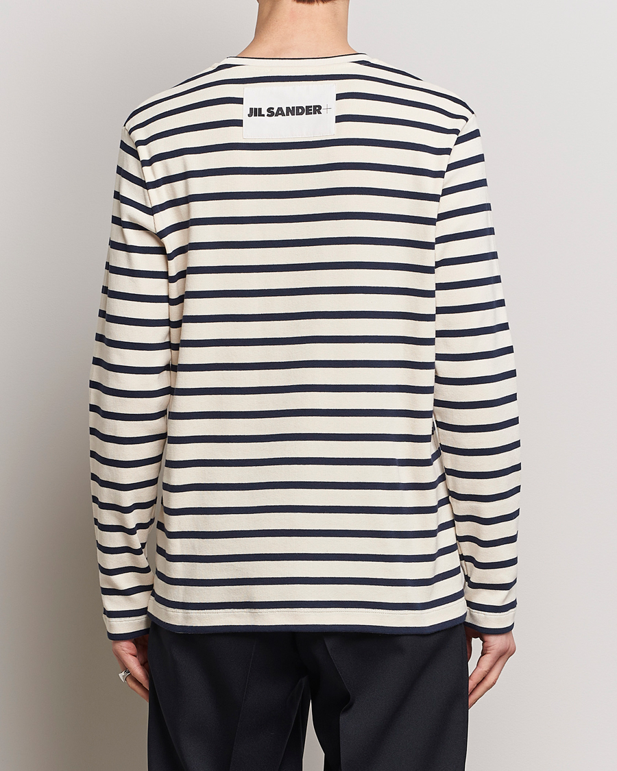 Homme | T-shirts | Jil Sander | Long Sleeve Rib Cotton T-Shirt Marine Stripes