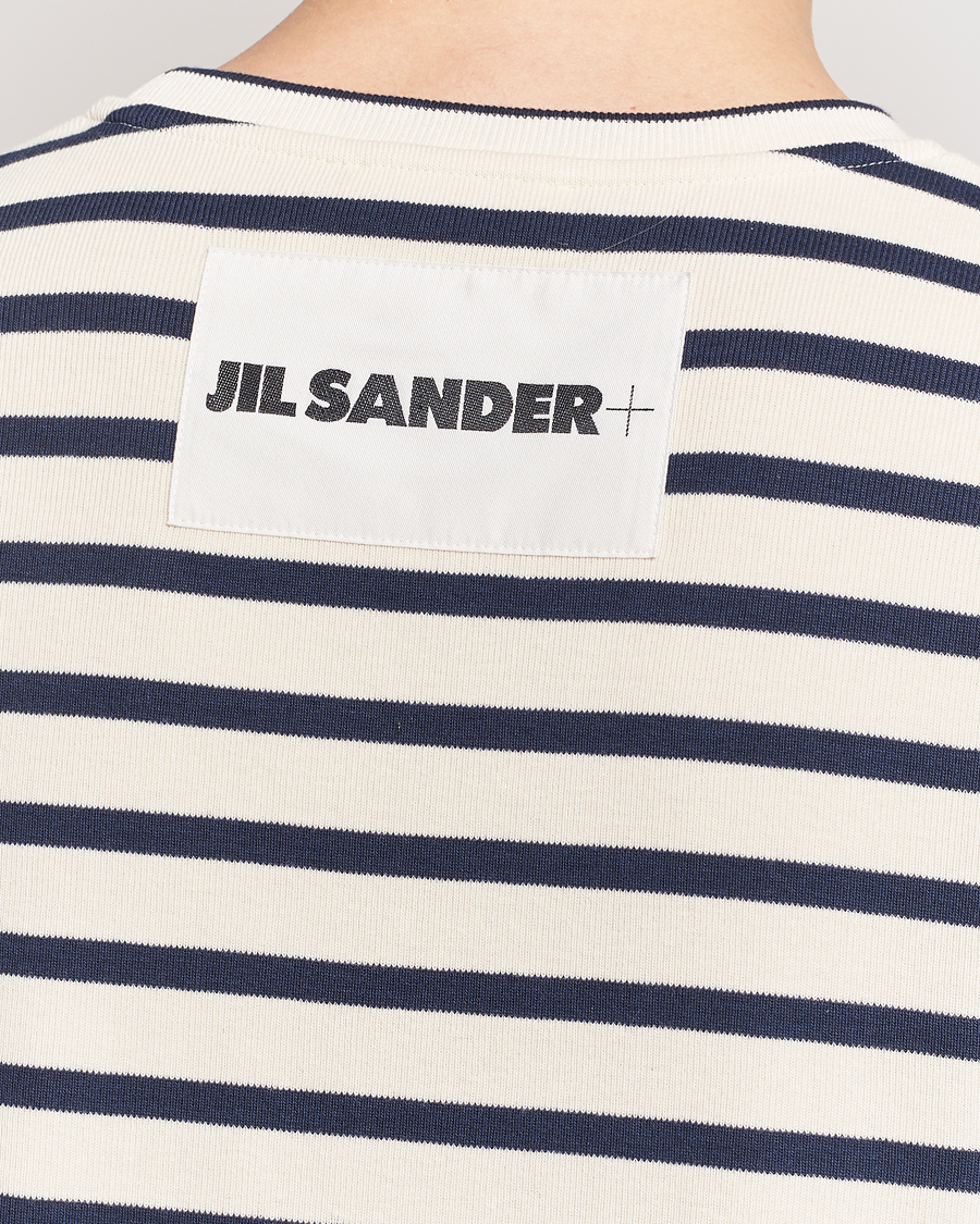 Homme | T-shirts | Jil Sander | Long Sleeve Rib Cotton T-Shirt Marine Stripes
