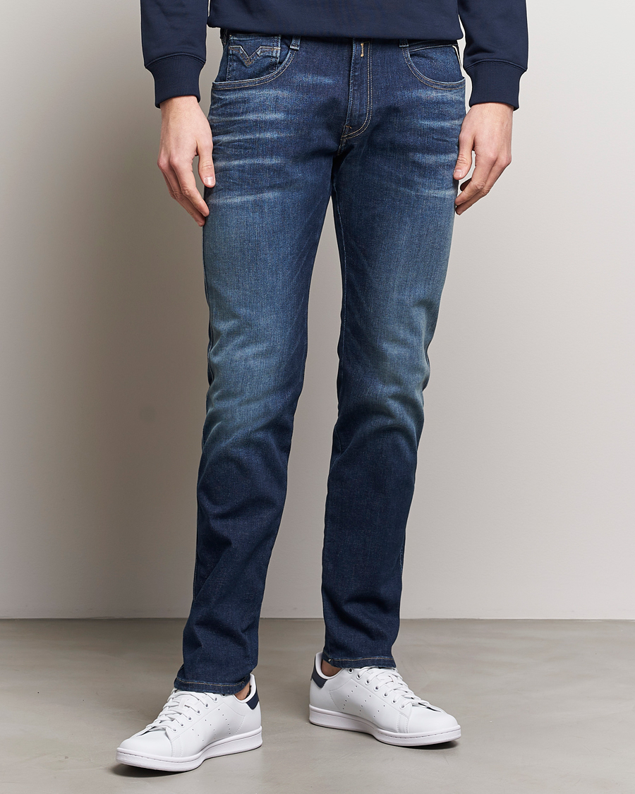 Homme | Jeans Bleus | Replay | Anbass Hyperflex Dust Wash Jeans Dark Blue