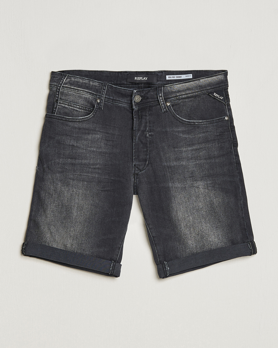Homme | Shorts | Replay | RBJ981 Super Stretch Bio Denim Shorts Washed Black