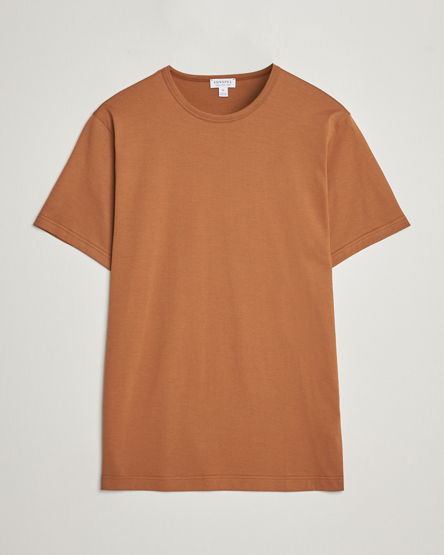 Homme | T-shirts | Sunspel | Crew Neck Cotton Tee Dark Camel