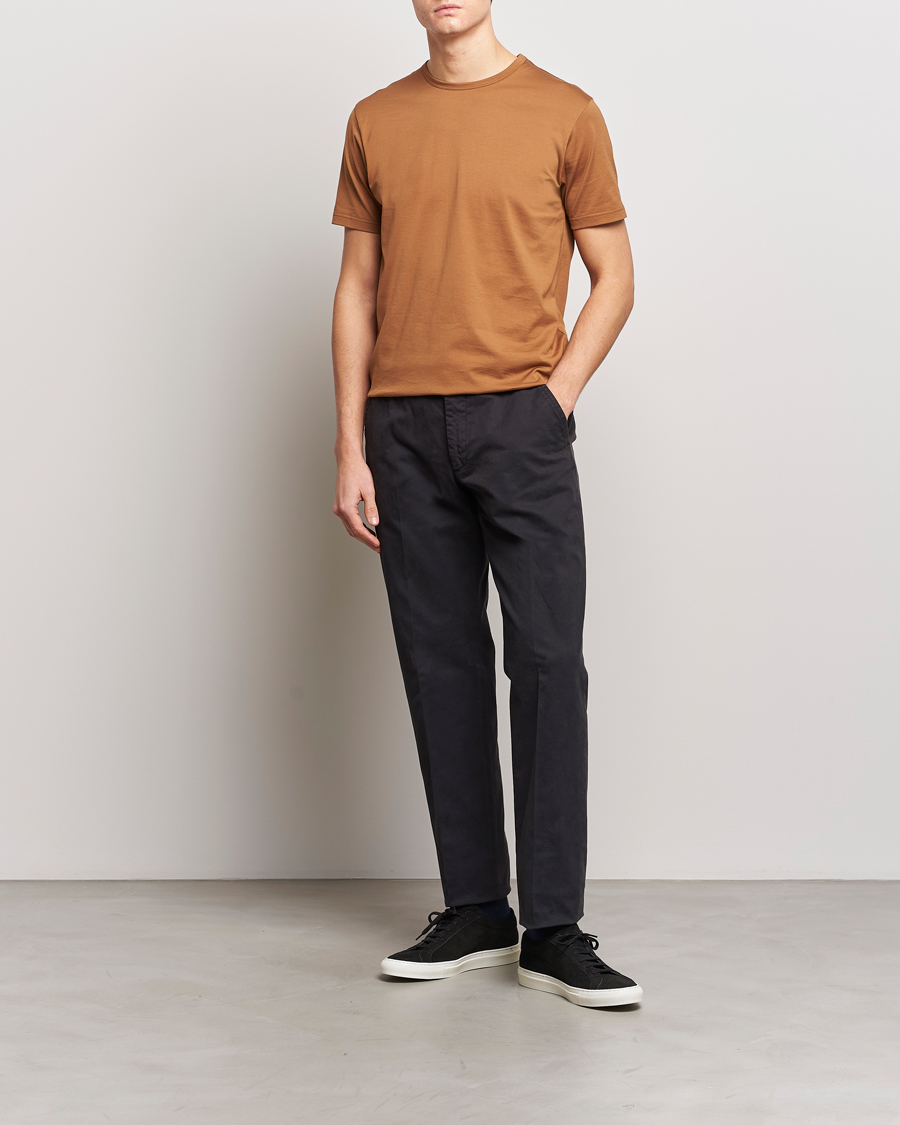 Homme | T-shirts | Sunspel | Crew Neck Cotton Tee Dark Camel
