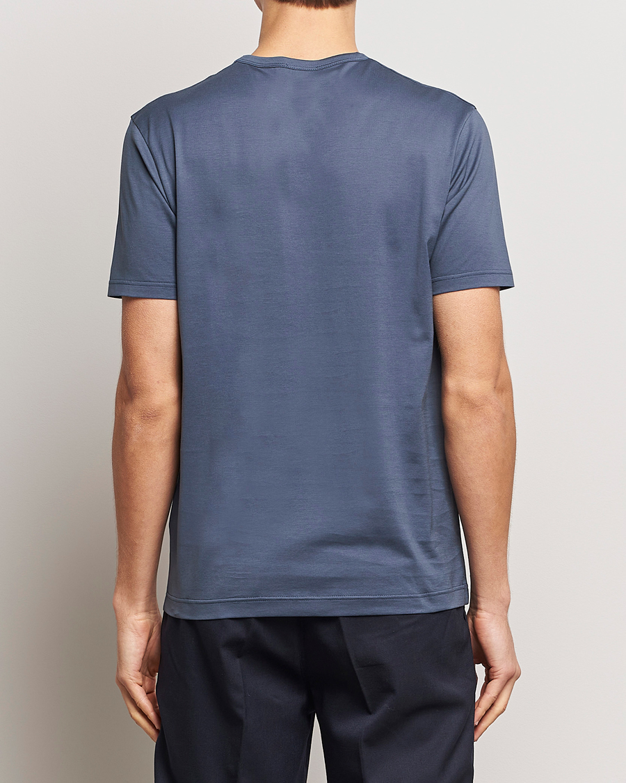 Homme | T-shirts | Sunspel | Crew Neck Q82 Cotton T-Shirt Slate Blue