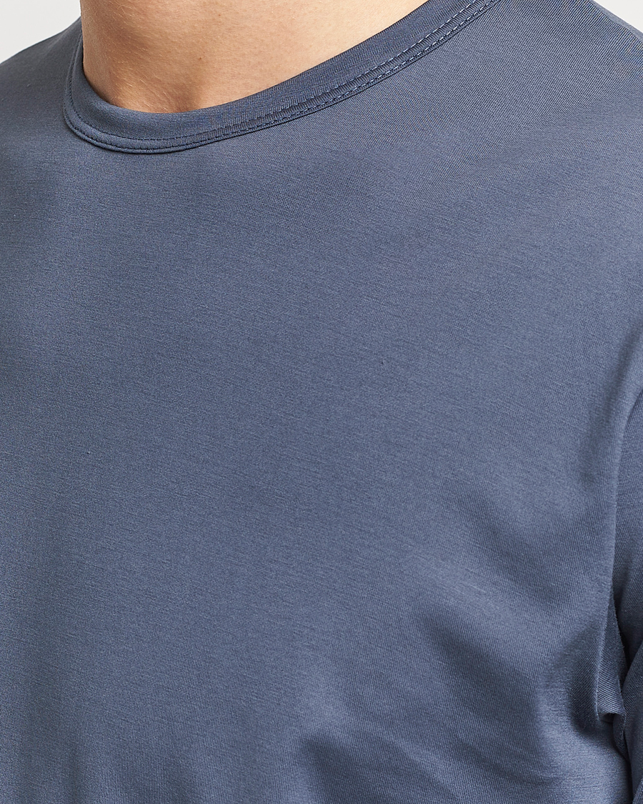 Homme | T-shirts | Sunspel | Crew Neck Q82 Cotton T-Shirt Slate Blue