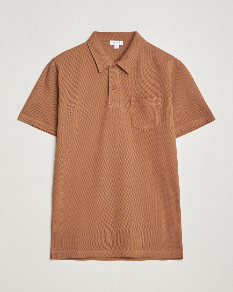 Homme | Polos | Sunspel | Riviera Polo Shirt Dark Camel