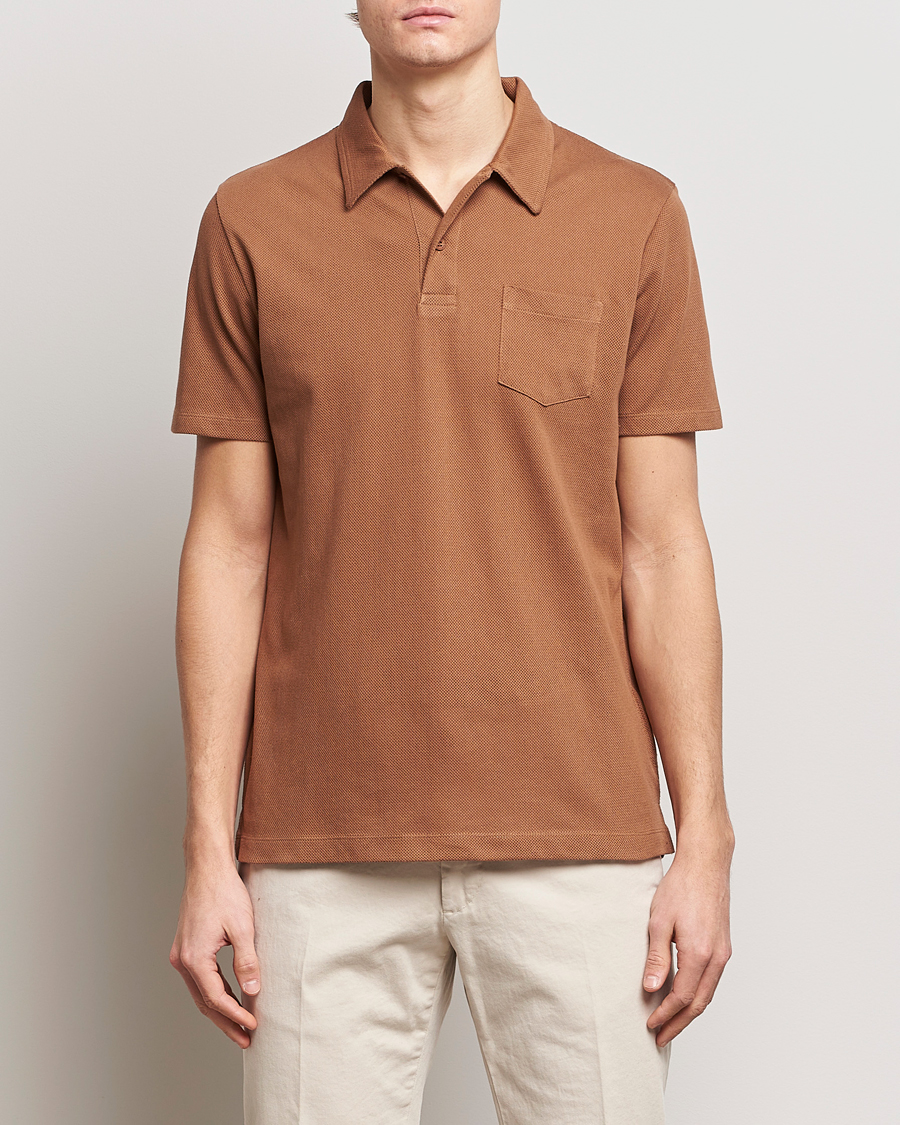 Homme | Soldes -30% | Sunspel | Riviera Polo Shirt Dark Camel