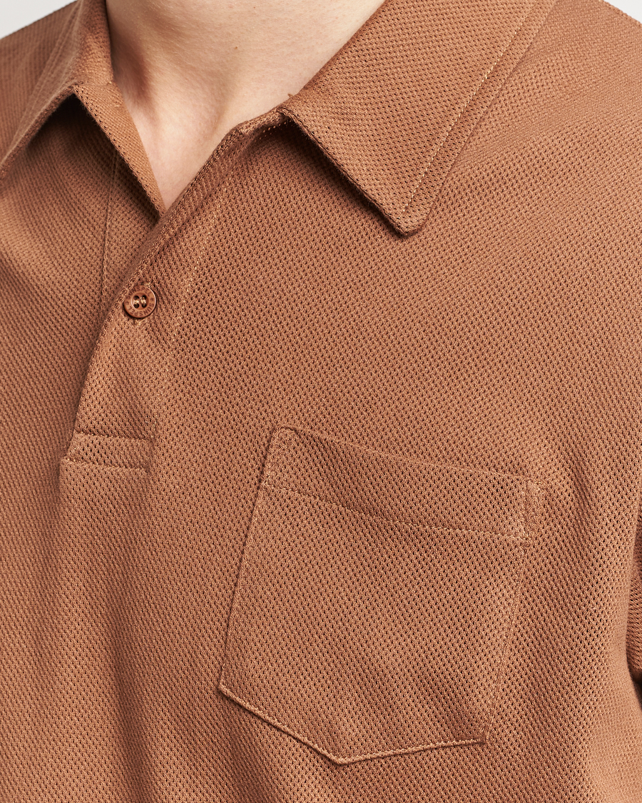 Homme | Polos | Sunspel | Riviera Polo Shirt Dark Camel