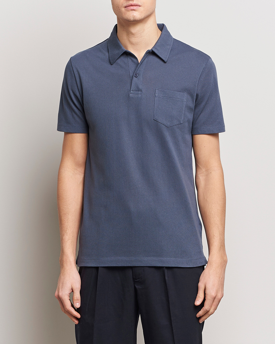 Homme |  | Sunspel | Riviera Polo Shirt Slate Blue