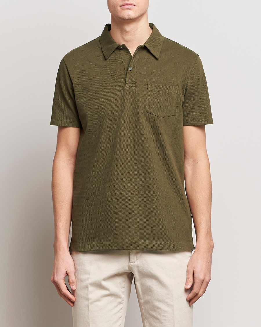 Homme | Polos À Manches Courtes | Sunspel | Riviera Polo Shirt Dark Olive