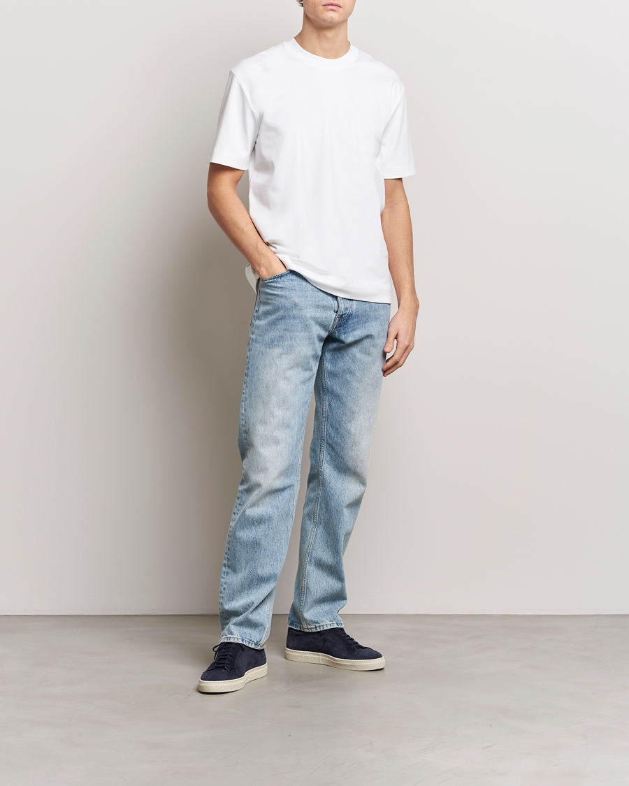 Homme | T-shirts | Sunspel | Heavyweight Mock Neck T-Shirt White