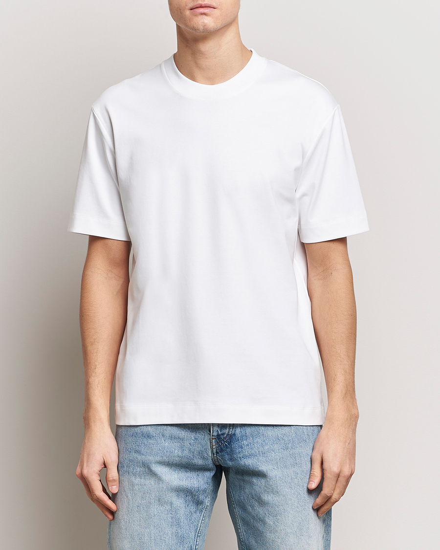 Homme | T-shirts | Sunspel | Heavyweight Mock Neck T-Shirt White