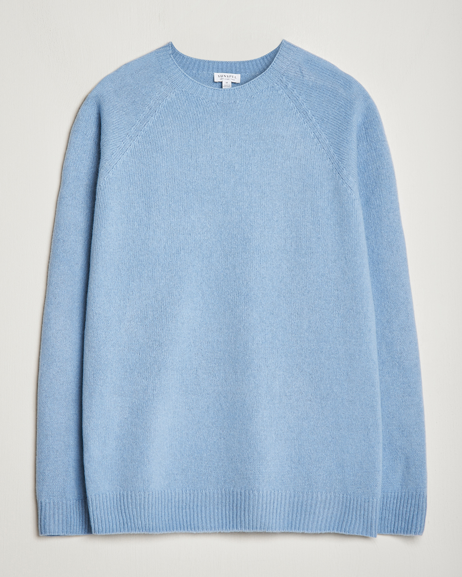 Homme | Pulls Et Tricots | Sunspel | Lambswool Crew Neck Sky Blue