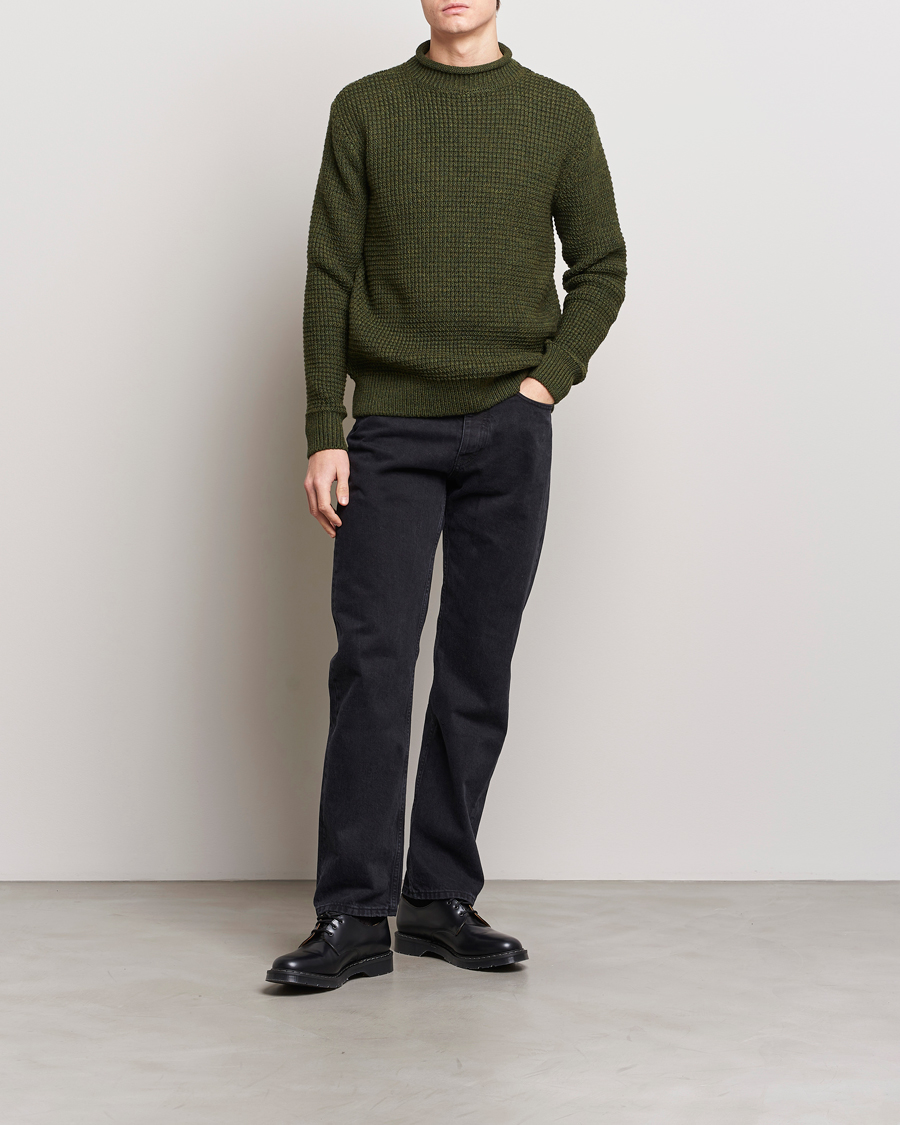 Homme | Pulls Et Tricots | Sunspel | Fisherman Merino Wool Jumper Dark Olive