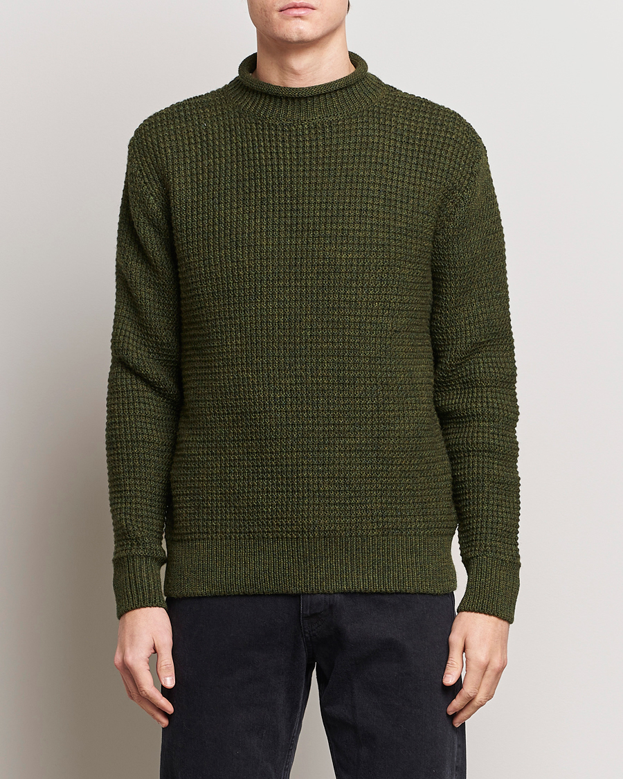 Homme | Pulls Et Tricots | Sunspel | Fisherman Merino Wool Jumper Dark Olive