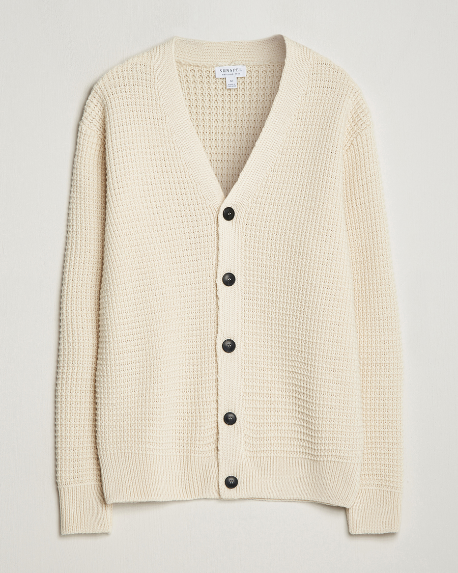 Homme | Pulls Et Tricots | Sunspel | Fisherman Merino Wool Cardigan Ecru