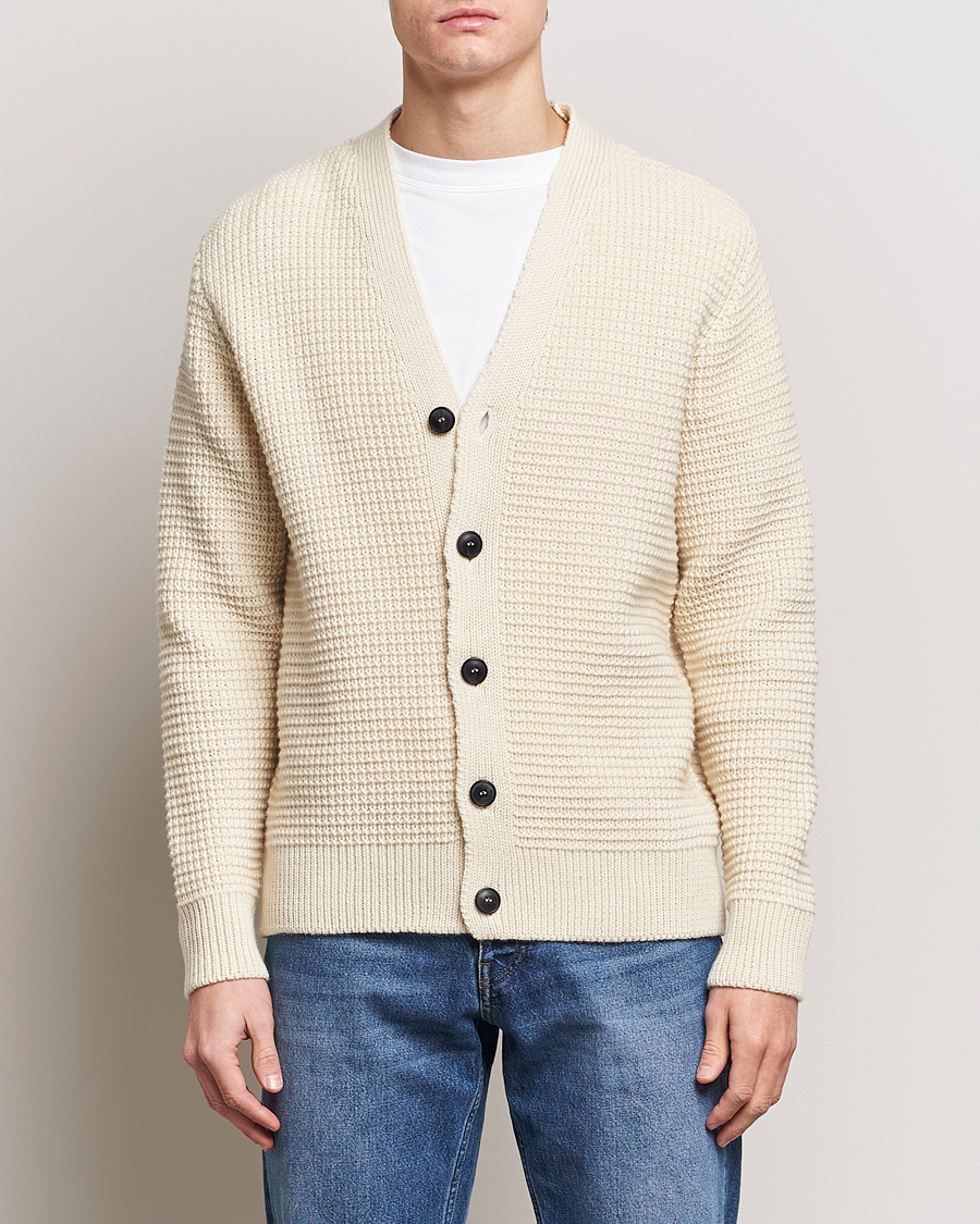Homme | Pulls Et Tricots | Sunspel | Fisherman Merino Wool Cardigan Ecru