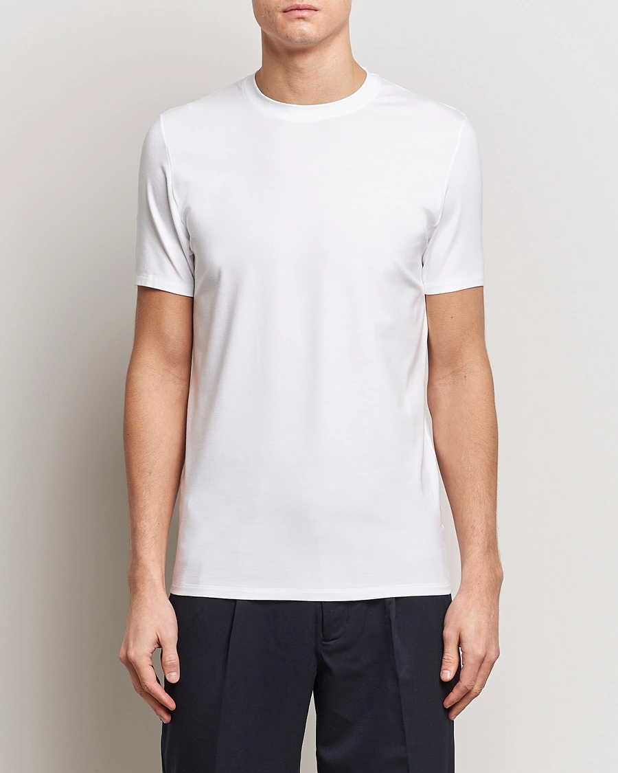 Homme | T-Shirts Blancs | Zimmerli of Switzerland | Pureness Modal Crew Neck T-Shirt White
