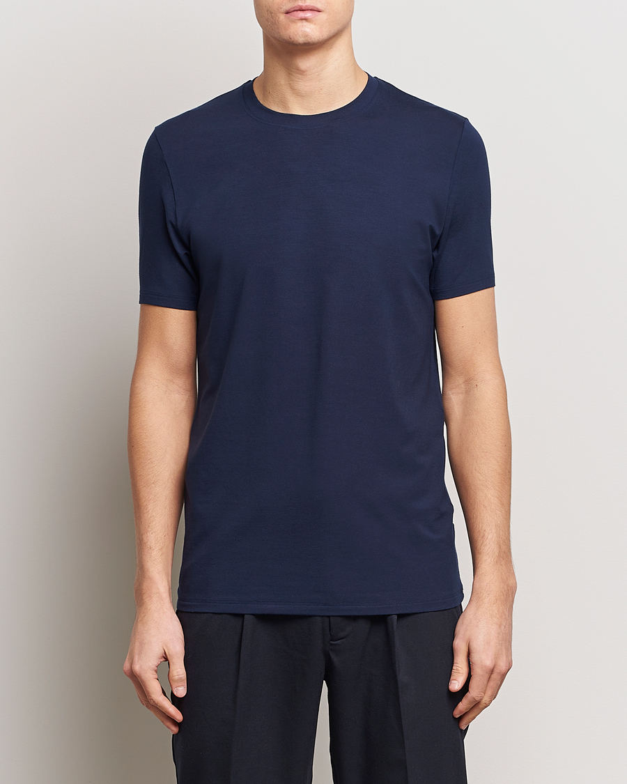 Homme |  | Zimmerli of Switzerland | Pureness Modal Crew Neck T-Shirt Navy