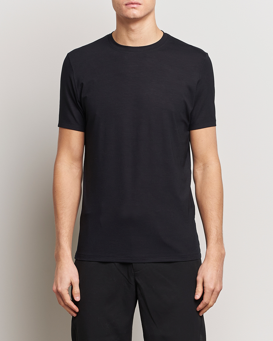 Homme | T-Shirts Noirs | Zimmerli of Switzerland | Pureness Modal Crew Neck T-Shirt Black