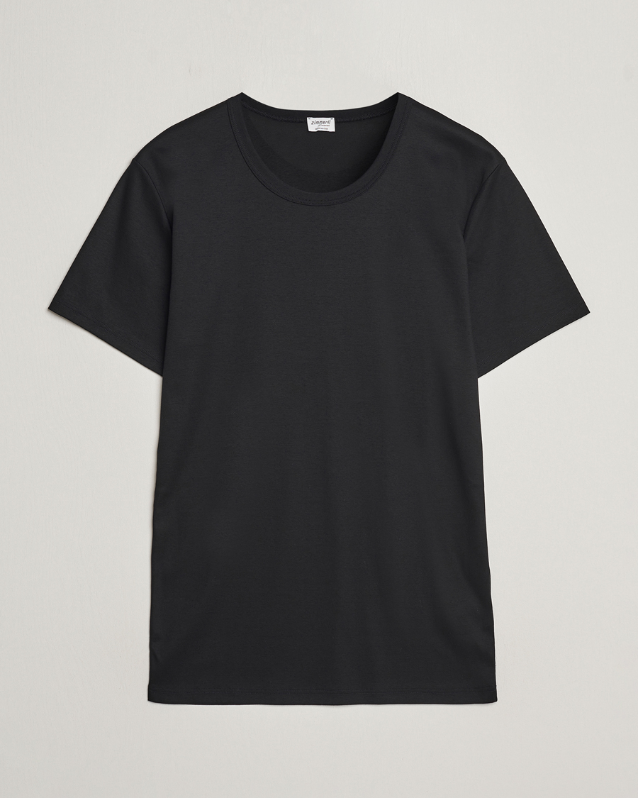 Homme | T-shirts | Zimmerli of Switzerland | Mercerized Cotton Crew Neck T-Shirt Black