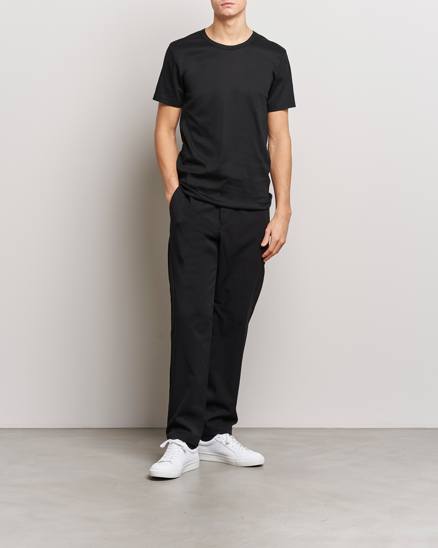 Homme | T-shirts | Zimmerli of Switzerland | Mercerized Cotton Crew Neck T-Shirt Black