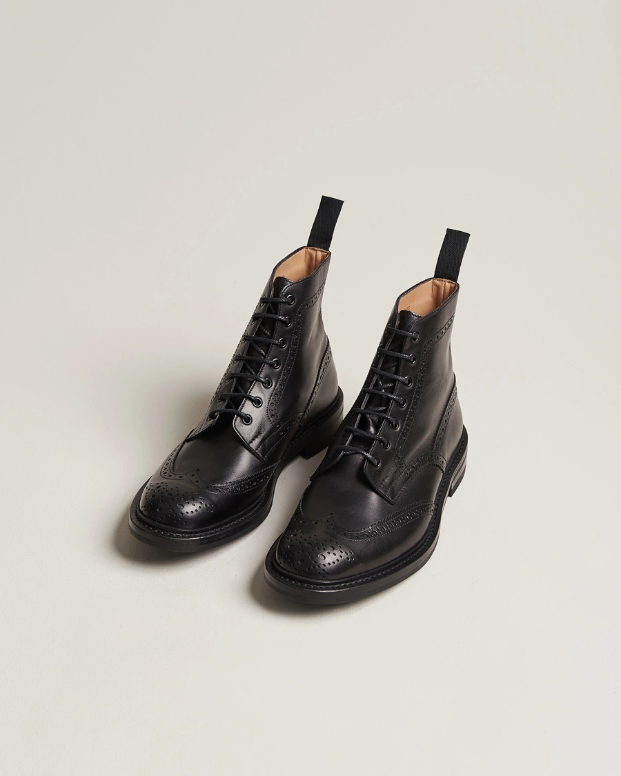 Homme | Bottes À Lacets | Tricker's | Stow Dainite Country Boots Black Calf