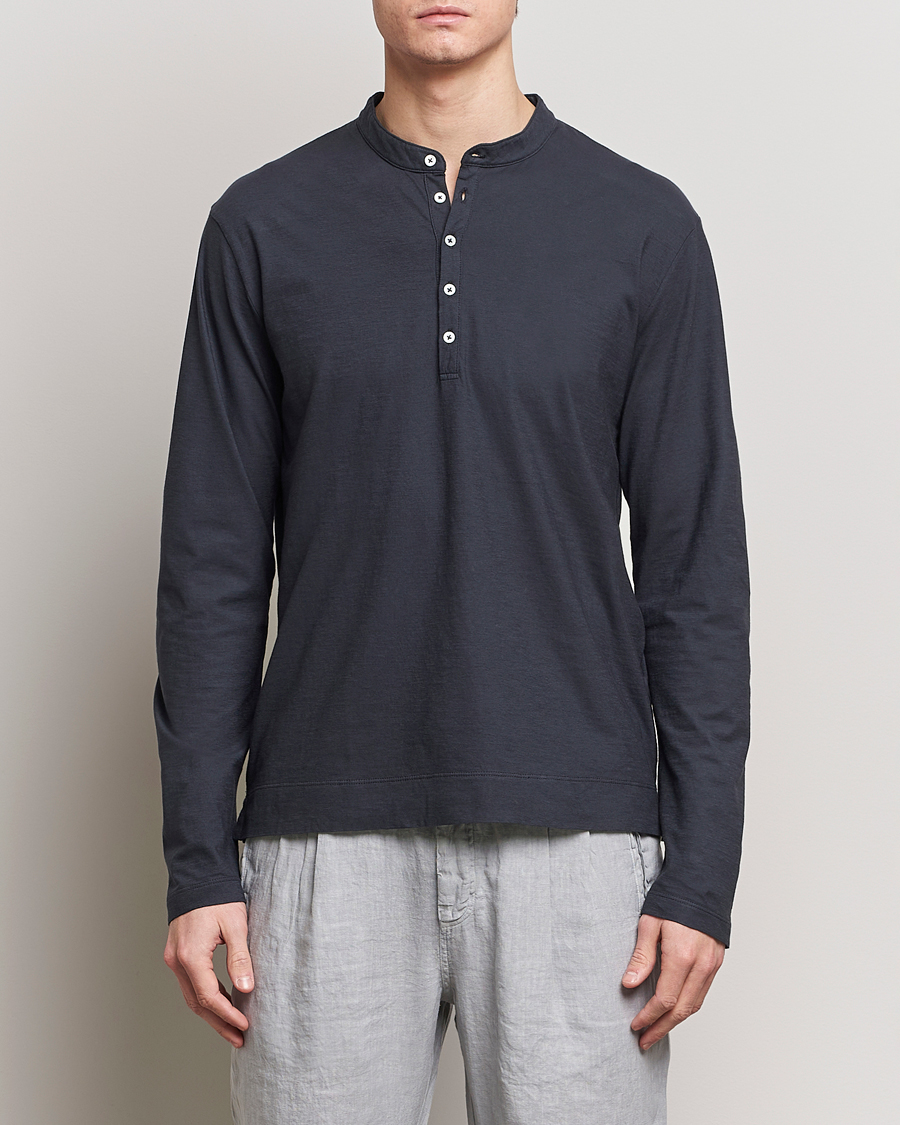Homme | Pulls Et Tricots | Massimo Alba | Hawai Watercolor Henley Washed Black