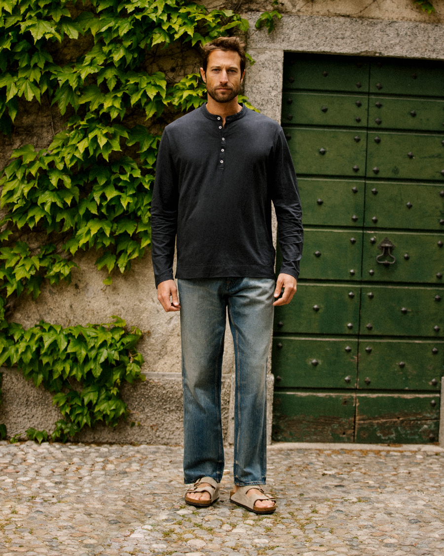Homme | Pulls Et Tricots | Massimo Alba | Hawai Watercolor Henley Washed Black