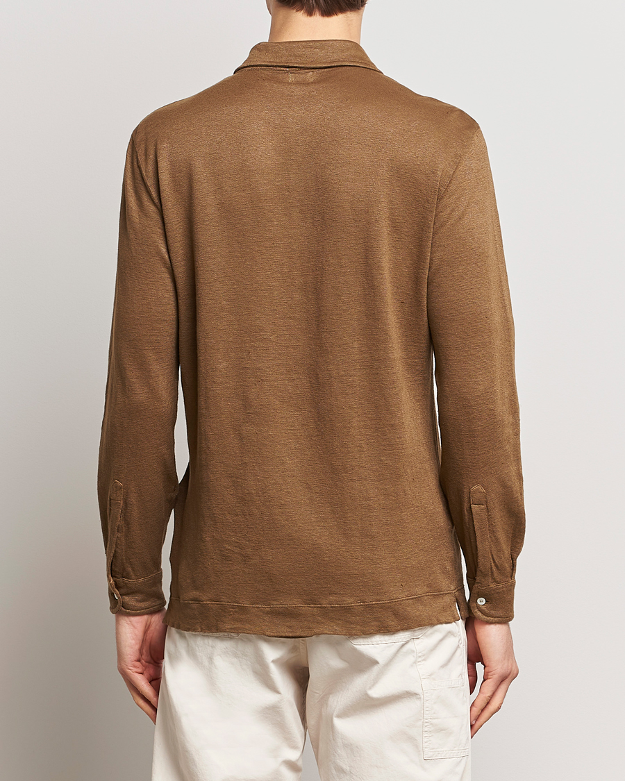 Homme | Pulls Et Tricots | Massimo Alba | Raya Long Sleeve Linen Polo Brown